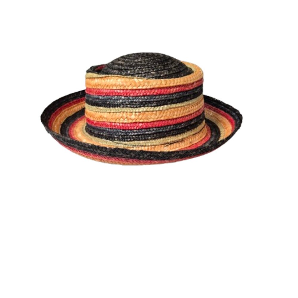 Striped Multicolor Straw Boater Hat - Women Accessories